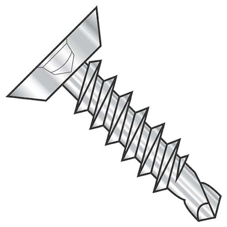 Usa Industrials Self-Drilling Screw, #8-18 x 3/8 in, Plain 18-8 Stainless Steel Flat Head Square Drive BULK-SCRW-10907